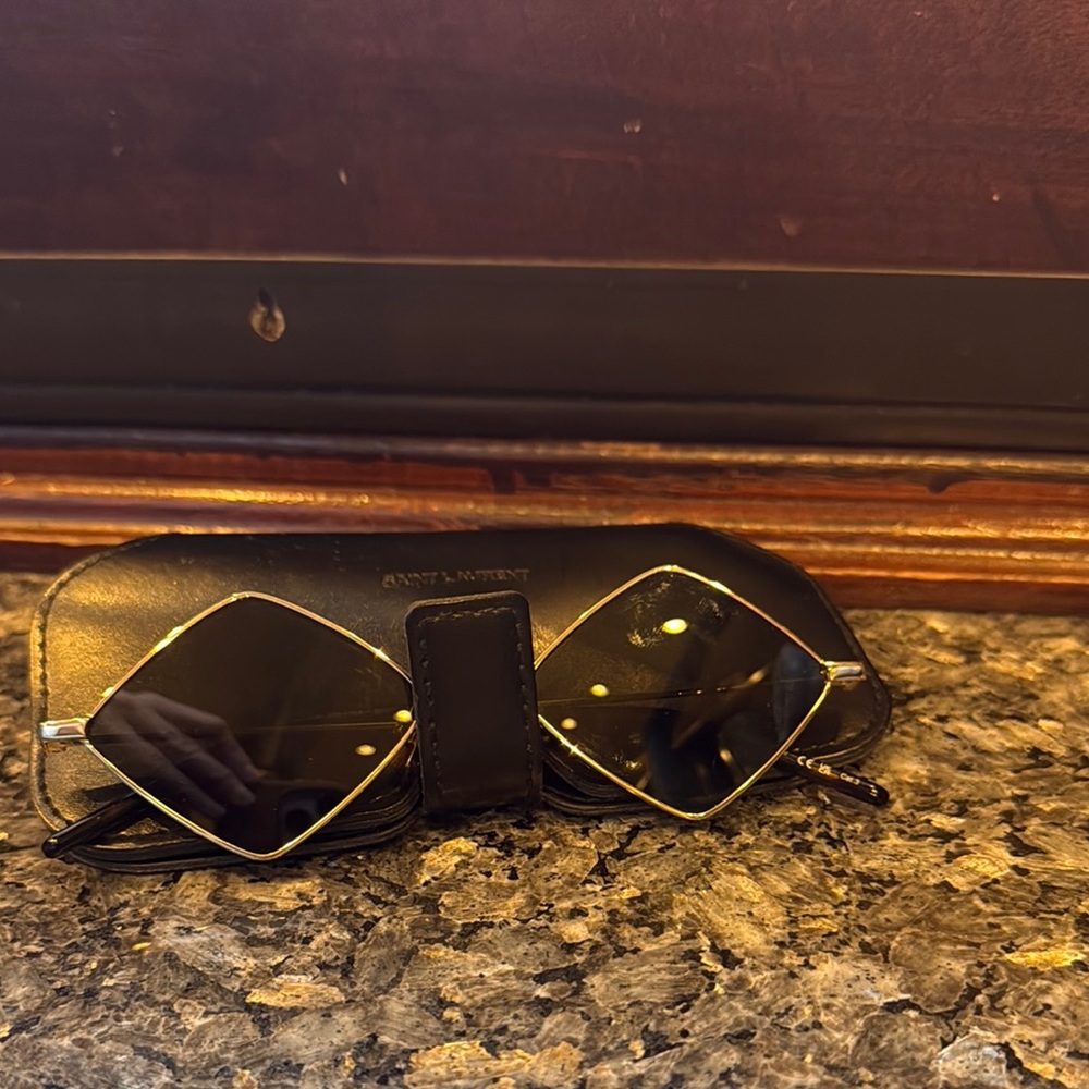 Saint Laurent Black and Gold Sunglasses